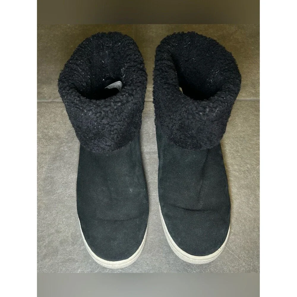 UGG Mika Black Suede Slip On Winter Cuffed Sneaker Snow Boots Womens Shoe Size 8